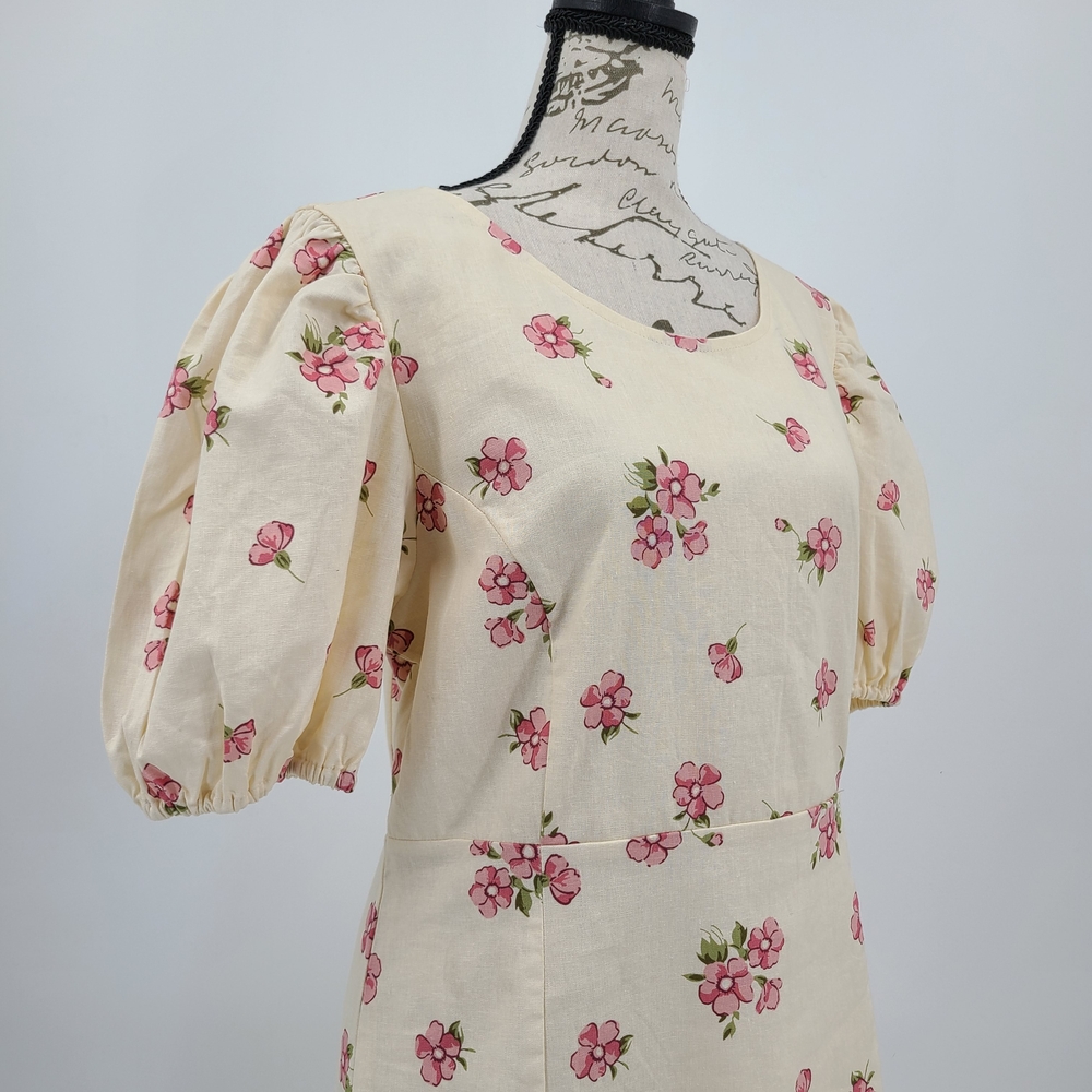 Princess Highway Cream Blossom Puff Sleeve Dress AU Size 12